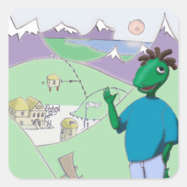 Reggie Rapasaurus kan följa med dig var som helst! Fyrkantigt Klistermärke