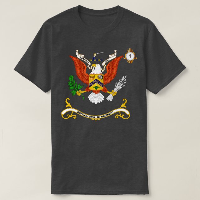 Regimen Färg 1:a bataljonen 7:e Cavalry Regime T Shirt (Design framsida)