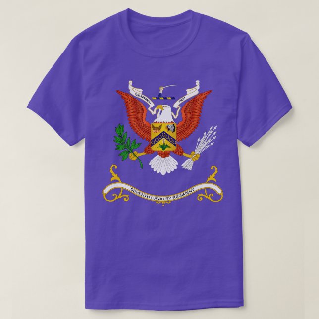 Regimental Färg 7:e Cavalry Regiment wo Backgrou T Shirt (Design framsida)