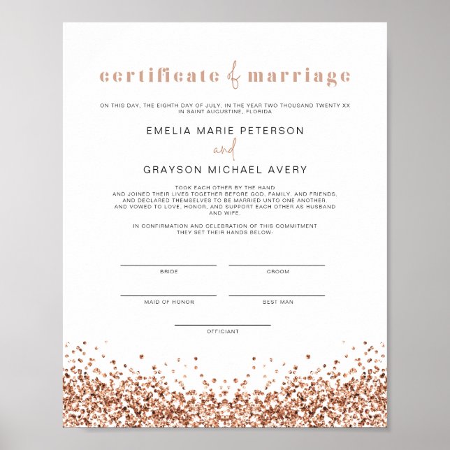 REGINA Glam Ro Guld Giftermål-certifikatet Poster (Framsidan)