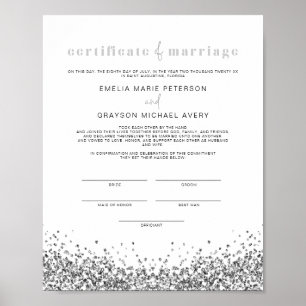 REGINA Glam Silver Sequins Giftermål certifikat P Poster