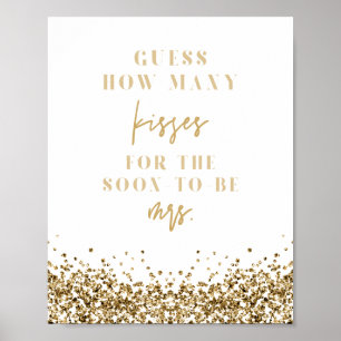 REGINA Gold Hur Många Kyssar Bröllopsduschspel Poster
