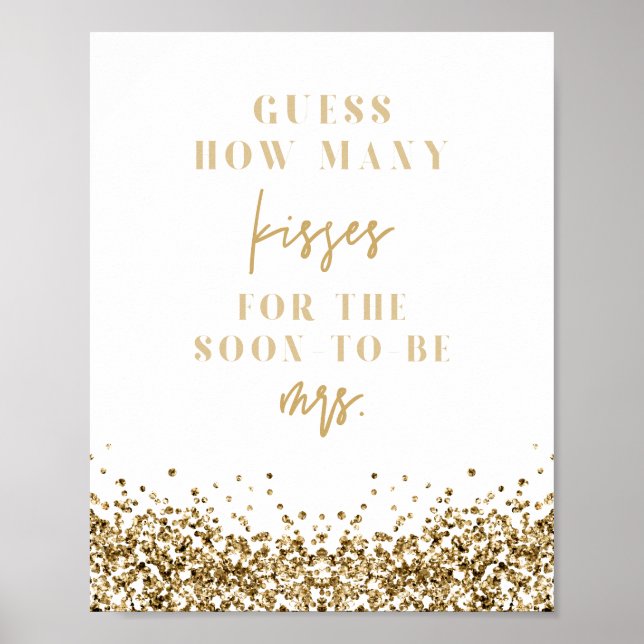 REGINA Gold Hur Många Kyssar Bröllopsduschspel Poster (Framsidan)