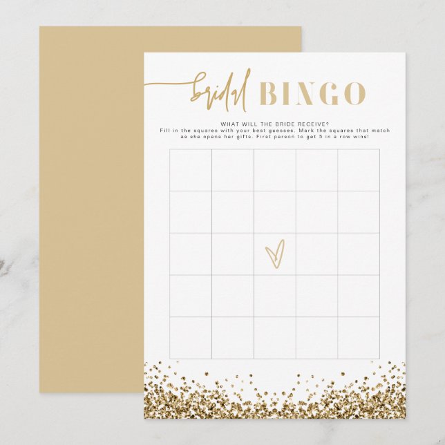  REGINA Gult Guld Bröllopsdusch Bingo Spel  Inbjudningar (Fram/baksida)
