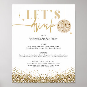 REGINA Gult Guld Disco Let's Drink Bar Meny Pos Poster