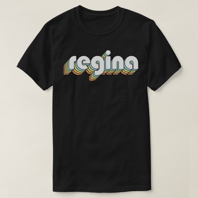 Regina Retro Rainbow Typography Faded Stil T Shirt (Design framsida)