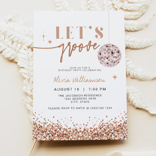 REGINA Ro Guld Låt oss Disco Födelsedagsfest Inbjudningar