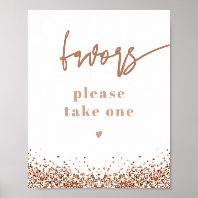 REGINA Rose Gold Glitter Bröllop Presentidéer Inlä Poster (Framsidan)
