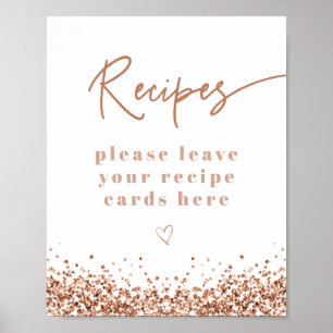 REGINA Rose Gold Glitter Bröllopsdusch Recept Poster