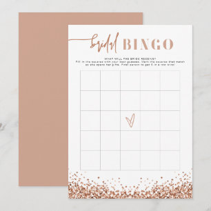 REGINA Rose Guld Glitter Bröllopsfest Bingo Spel  Inbjudningar