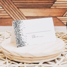 REGINA Silver Glitter Sequins Bröllop Gäst Namn 
