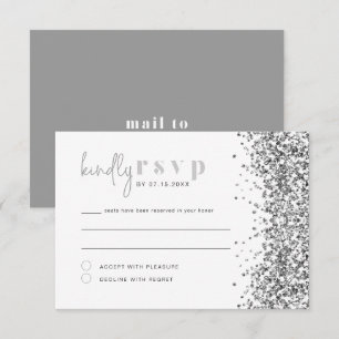REGINA Silver Glitter Sequins Disco OSA kort