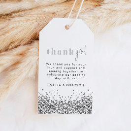 REGINA Silver Glitter Sequins Tack Tag Presentetikett