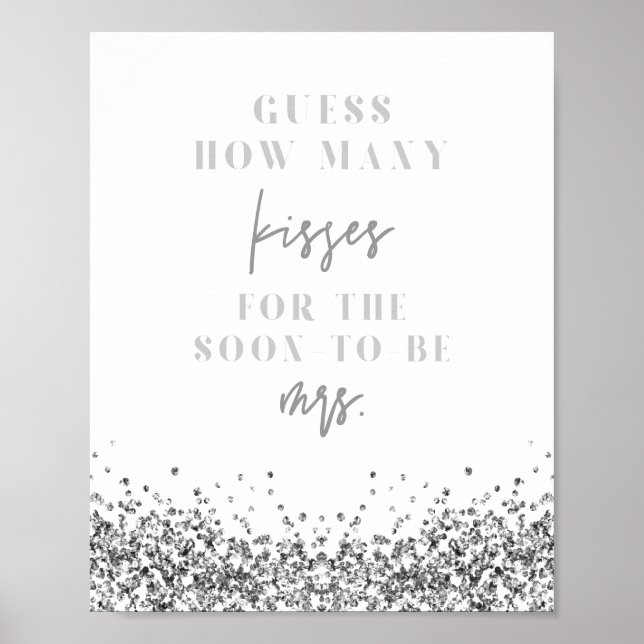 REGINA Silver How Many Kisses Bröllopsduschspel P Poster (Framsidan)