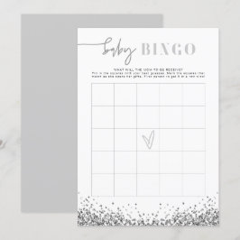 REGINA Silver Sequins Baby Shower Bingo Game Inbjudningar
