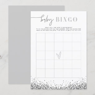 REGINA Silver Sequins Baby Shower Bingo Game Inbjudningar