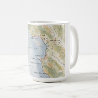Regional karta över Monterey Bay Kalifornien Kaffemugg