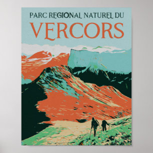 Regionalparken Vercors färgstark illustration Fran Poster