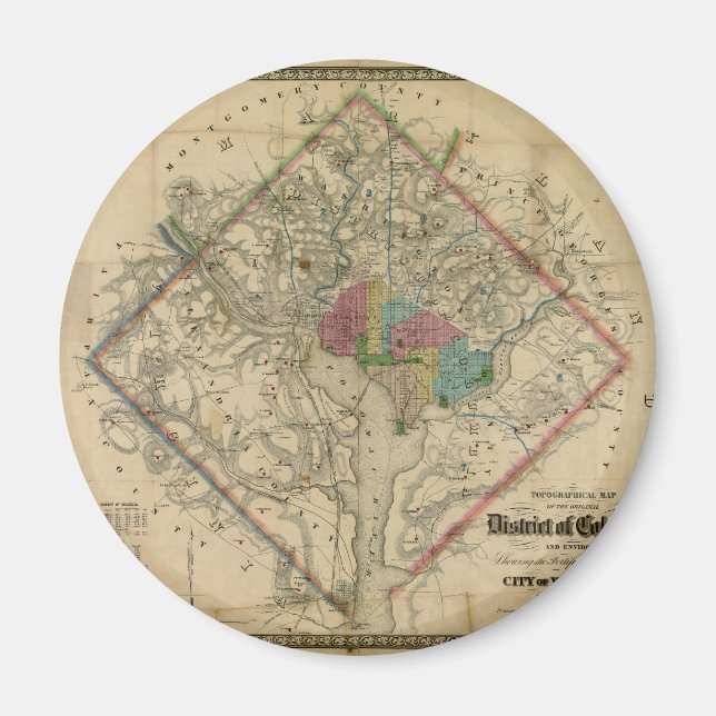 Regionen Columbia Civil Krig Era Karta Magnet (Framsidan)