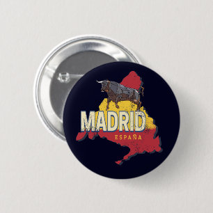 Regionen Madrid Spanien Retro Karta Vintage Bull Knapp