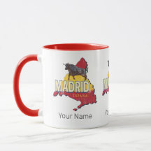 Regionen Madrid Spanien Retro Karta Vintage Bull
