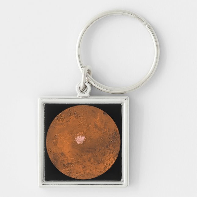 Regionen Mars, Mare Australe Fyrkantig Silverfärgad Nyckelring (Framsidan)