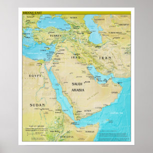 Regionen Mellan östern i det geopolitiska Karta Poster