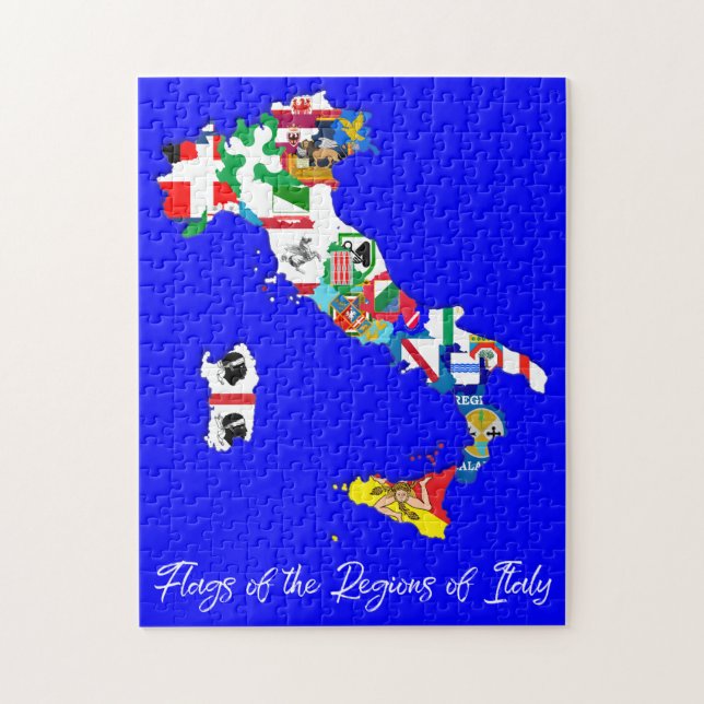 Regioner i Italien Flaggor Karta, Italien, utbildn Pussel (Vertikal)
