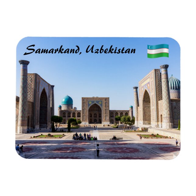 Registan square vid sunset - Samarkand, Uzbekistan Magnet (Horisontell)