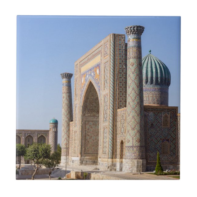 Registan torget vid solnedgång - Samarkand, Uzbeki Kakelplatta (Framsidan)
