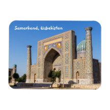 Registan torget vid solnedgång - Samarkand, Uzbeki