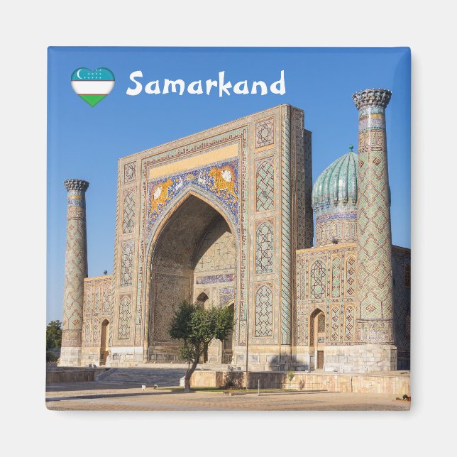 Registan torget vid solnedgång - Samarkand, Uzbeki Magnet (Framsidan)