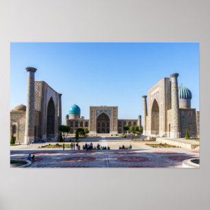 Registan torget vid solnedgång - Samarkand, Uzbeki Poster