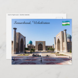 Registan-torget vid solnedgång - Samarkand, Uzbeki Vykort