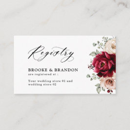Register för Burgundy Champagne Ivory Mauve Bröllo Tilläggskort
