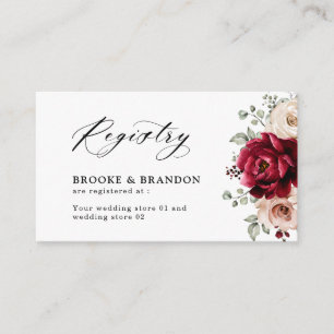 Register för Burgundy Champagne Ivory Mauve Bröllo Tilläggskort