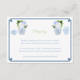 Register för Chinoiserie Chic Navy & Grönt Bröllop Tilläggskort