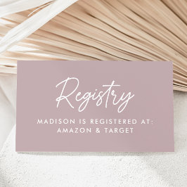 Register för Fold Script Dusty Lila Baby Shower Re Tilläggskort