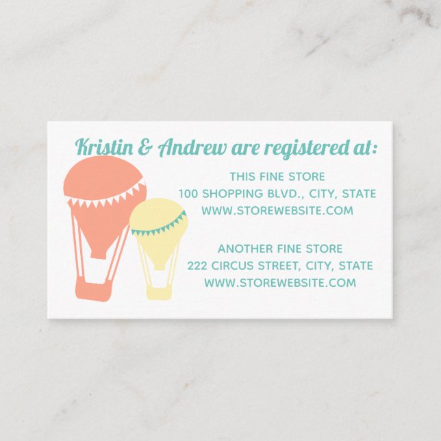 Register för luftballong Baby Shower Tilläggskort (Framsida)