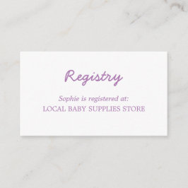 Register för minimal mjuk Lila för babyvisningspro Tilläggskort