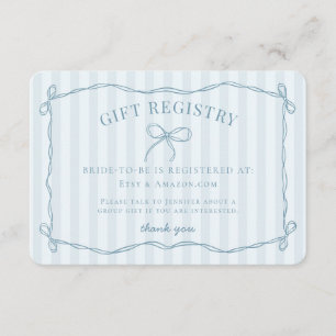 Register för Möhippa av blå coquette Bow Pastel Tilläggskort