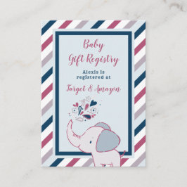 Register för rosa & marin elefant-babystölder tilläggskort
