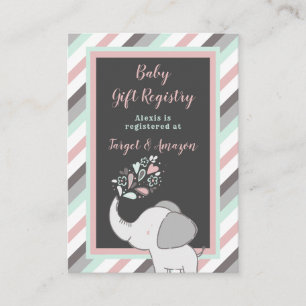 Register för rosa & Mint Elephant Baby Shower Gift Tilläggskort
