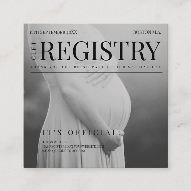 Register för unika magazinfotografier för babypres tilläggskort (Framsida)