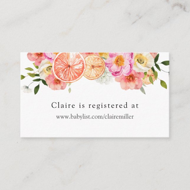 Register över babyskor för citrus och Rosa Flowers Tilläggskort (Framsida)