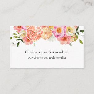 Register över babyskor för citrus och Rosa Flowers Tilläggskort