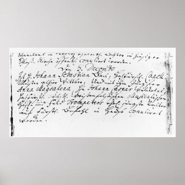 Register över Bachs bröllop till Anna Poster (Framsidan)