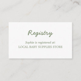 Register över minimal Grönt för babyvisningsprogra Tilläggskort
