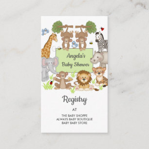 Register över safari Jungle Animals Baby Shower Re Tilläggskort