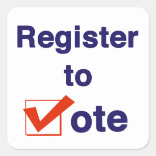 Register till omröstning 2026 fyrkantigt klistermärke